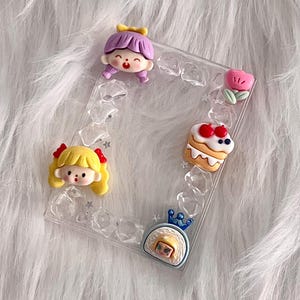 Porte-cartes photo acrylique décoré à la main | Strass | Afficheur de cartes photo K-Pop à chargement par le dessus