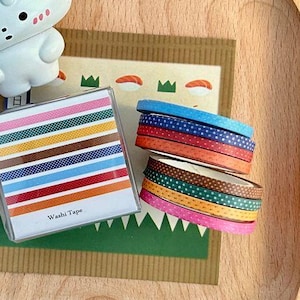 Slim Washi Tape 4 Rolls Set Full Roll 5 Meters Strawberry Star Chocolate