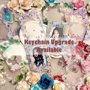 Handmade Decorated Toploader Keychain Upgrade Kpop Photocard Display Floral