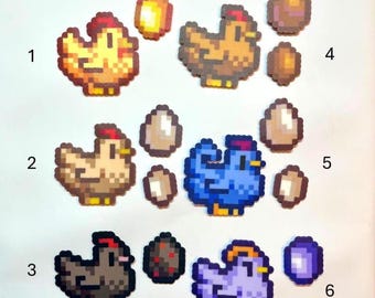 Fridge Magnet Stardew Valley Chicken and Egg Keychain Magnet Perler Beads Pixel Art