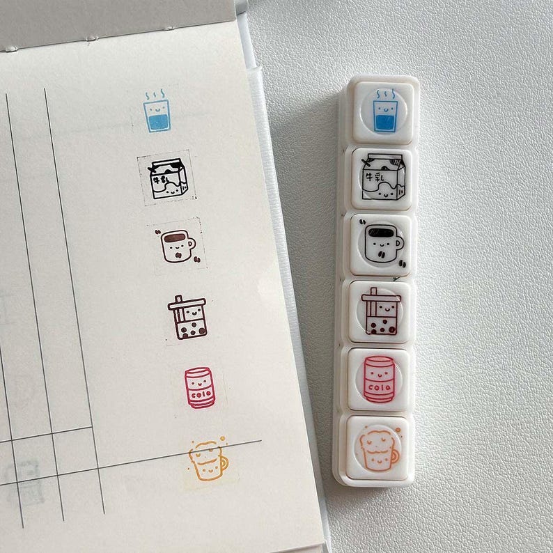 6 in 1 Stamps Mood Routine Weather Drink | Icon Planner Bullet Journal ...