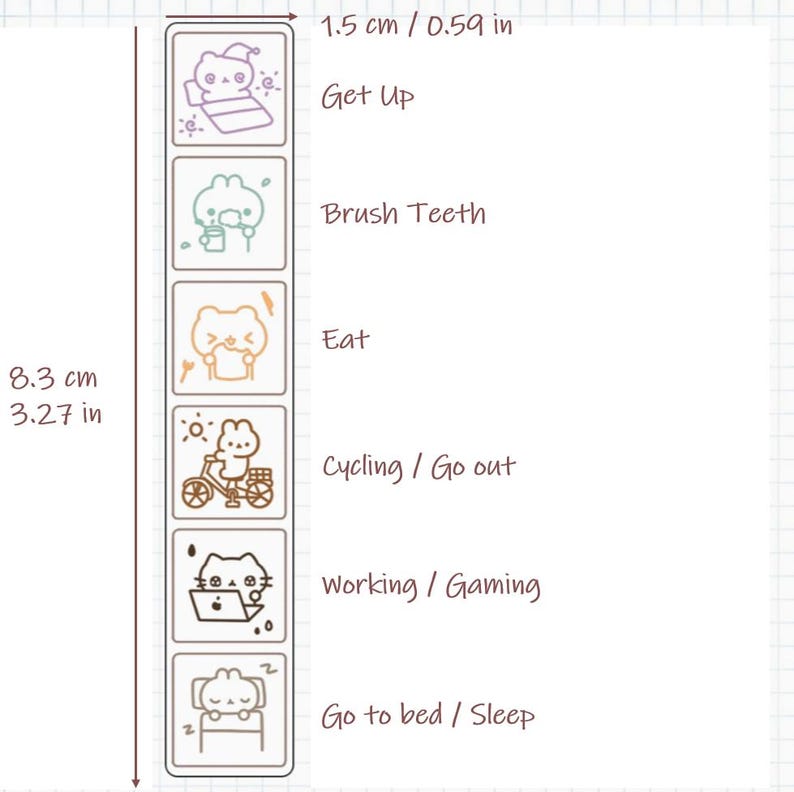 6 in 1 Stamps Mood Routine Weather Drink | Icon Planner Bullet Journal ...
