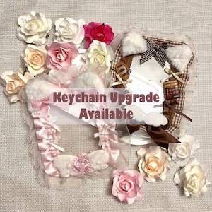Handmade Lace Decorated Toploader Kpop Photocard Display Cat Ears Kawaii Keychain Charm