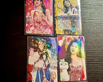 4 Patterns Holographic Card Sleeves | Star, Sakura, Rainbow | Kpop photocard sleeve