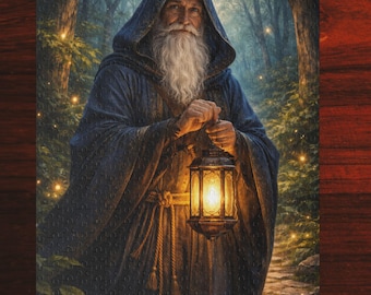 Wizard Puzzle Whimsical Wizard Fantasy Jigsaw Puzzle Gift For Him Gift For Her