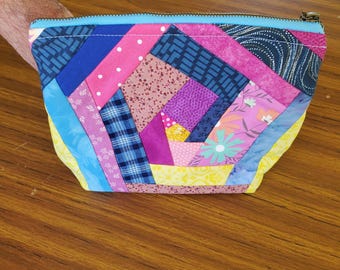 Handmade Quilted Zipper Pouch – Cosmetic Bag, Pencil Case, Craft Tool Organizer, Makeup & Notions Bag