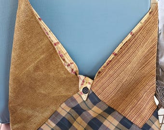 Large Japanese Origami Bag – Handmade Upcycled Upholstery Fabric Shoulder Bag, Geometric Everyday Carryall