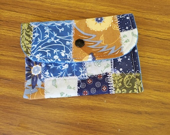 Patchwork Fabric Wallet – Small Snap Closure Pouch, Card Holder, Cash Organizer