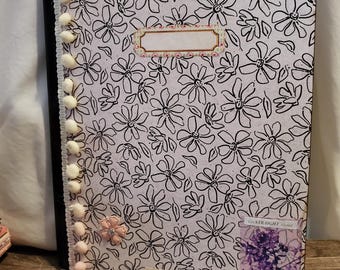 Handmade Altered Composition Notebook – Mixed Media Junk Journal with Pockets & Ephemera