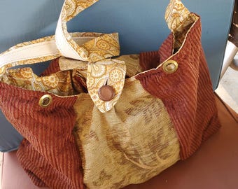 Large Vintage-Inspired Upholstery Tote – Handmade Upcycled Fabric Bag with Cotton Lining
