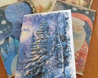 Handmade Christmas Writing Journals Set – Festive Ephemera, Holiday Notes (Set of 3--Blind Date/Mystery)