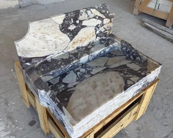Lavandino in marmo Calacatta Viola, lavabo da bagno di lusso