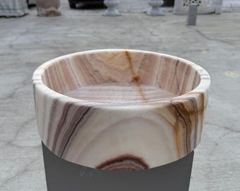Hand Carved Vanity,  Onyx Marble Sink, Luxury Bathroom Round Basin