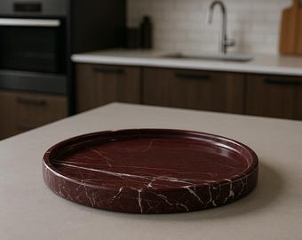 Bandeja de mármol Rosso Levanto: plato de lujo hecho a mano