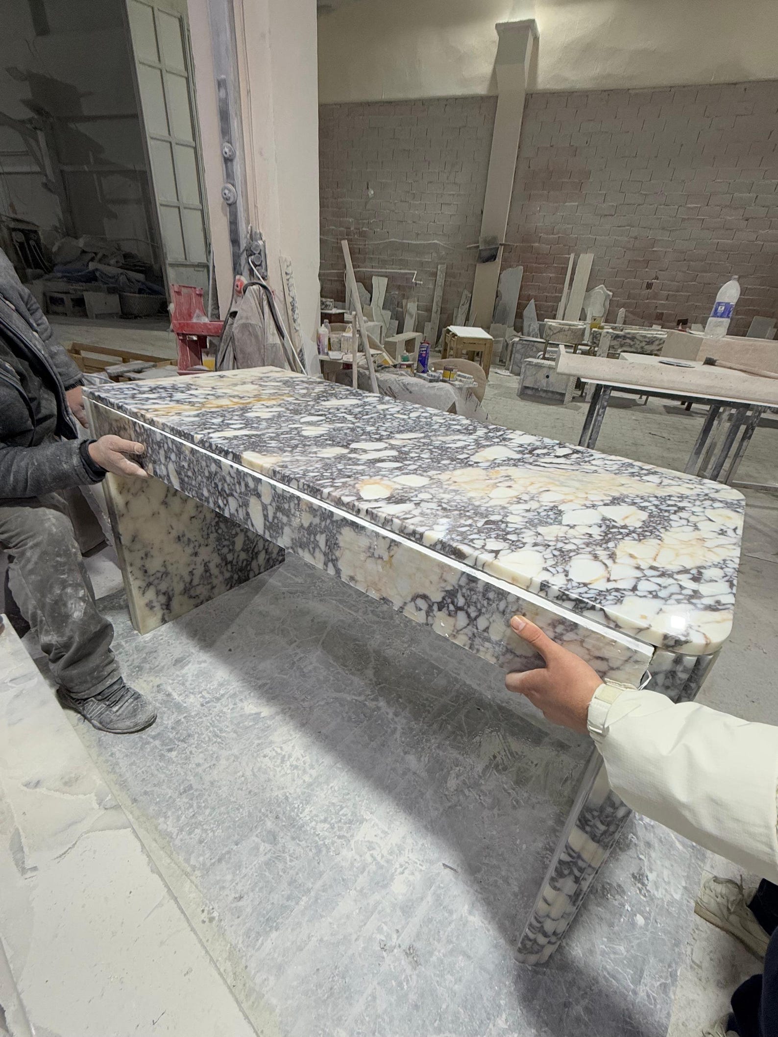 Handmade Calacatta Viola Marble Desk, Fluted Office Table, Custom Order ...