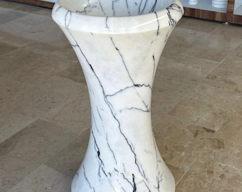 Lavabo de pedestal de mármol lila: lavabo de baño de piedra natural hecho a mano