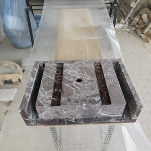 Lavabo de mármol Rosso Levanto, lavabo de pared, lavabo de baño, lavabo tallado a mano, piedra natural de lujo, tamaño personalizado imagen 5