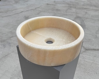 Onyx Round Marble Sink , Luxury Marble Basin , Onyx Vessel Sink