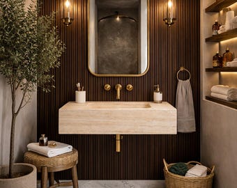 Light Travetine Marble Sink, Luxury Bathroom Sink, Vessel Sink,