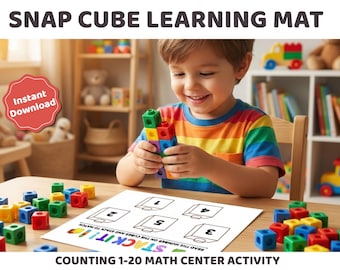 Snap Cube Learning Mats | Counting 1-20 Math Center Activity | Kindergarten Math | Preschool Math | Digital Download