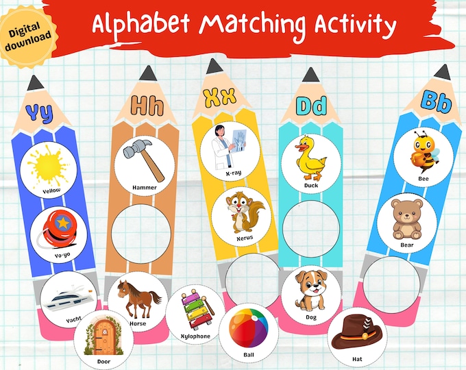 Fish ABC Matching Activity for Kids, Alphabet Busy Book, Preschool ...