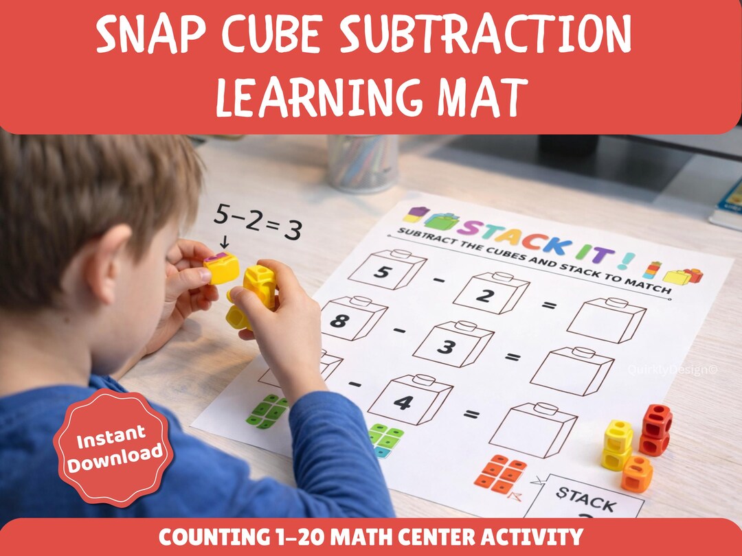 Snap Cube Subtraction Mats Printable, Math Manipulatives 1–20 ...
