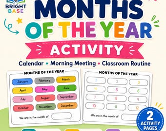 Months of the Year Busy Book Printable Activity - Calendar Worksheet for Homeschool, Pre-K, Preschool and Kindergarten - Digital Download