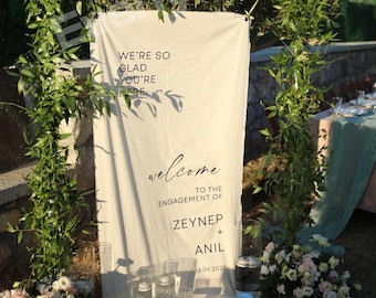 Linen Wedding Welcome Sign | Custom Fabric Sign | Personalized Event Decor