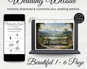 Burgundy Save The Date Website Template with Trackable RSVP Old Money Elegant Editable Canva Website Save The Date Timeless Aesthetic