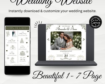 Old Money Wedding Website Template with Online RSVP | Elegant Canva Design | Digital Invitation for Classic Weddings