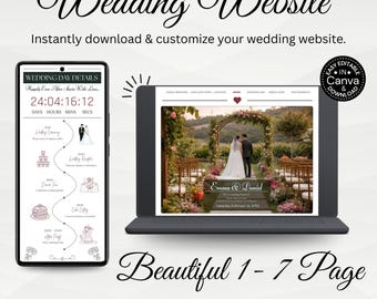 Elegant Neutral Wedding Website Template | Editable Canva Wedding Site | RSVP + Countdown Timer | Minimal Classic Digital Invitation