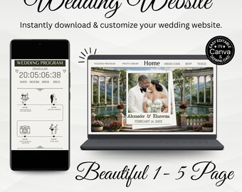 Burgundy and Ivory Wedding Website Template with RSVP Elegant Editable Old Money Canva Site Digital Invitation for Classic Wedding