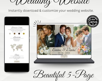 Elegant Lilac Wedding Website Template with RSVP and Countdown Timer Editable Old Money Canva Site Digital Invitation for Classic Wedding