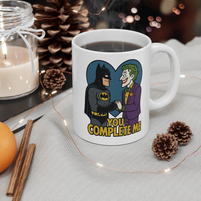 Taza de té y café "You Complete Me" de Deathstroke, Deadpool y Batman Joker / LGBTQ imagen 5