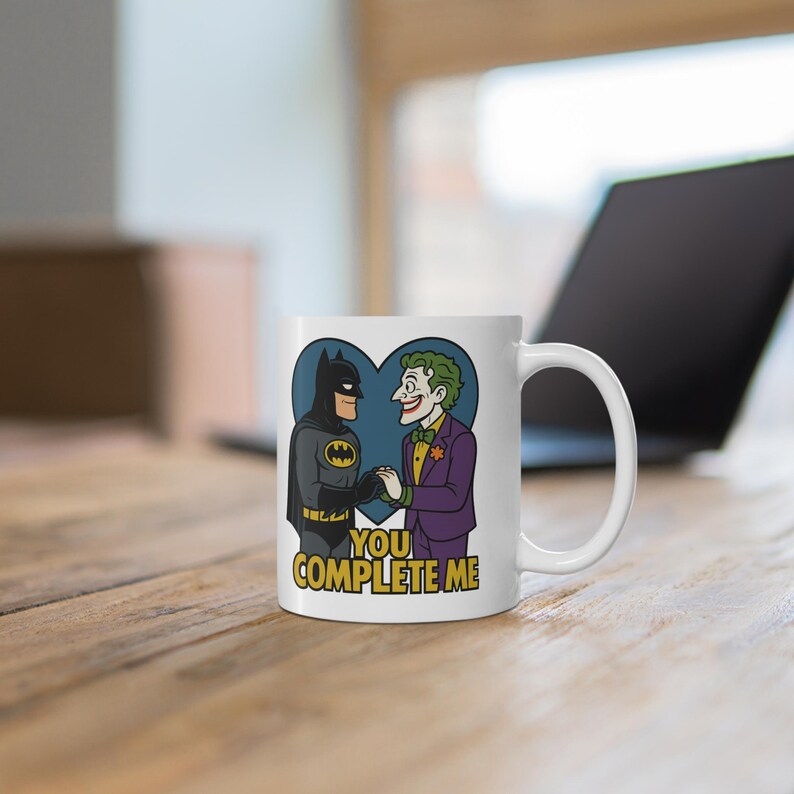 Taza de té y café "You Complete Me" de Deathstroke, Deadpool y Batman Joker / LGBTQ imagen 4