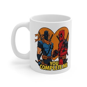 Taza de té y café "You Complete Me" de Deathstroke, Deadpool y Batman Joker / LGBTQ imagen 1