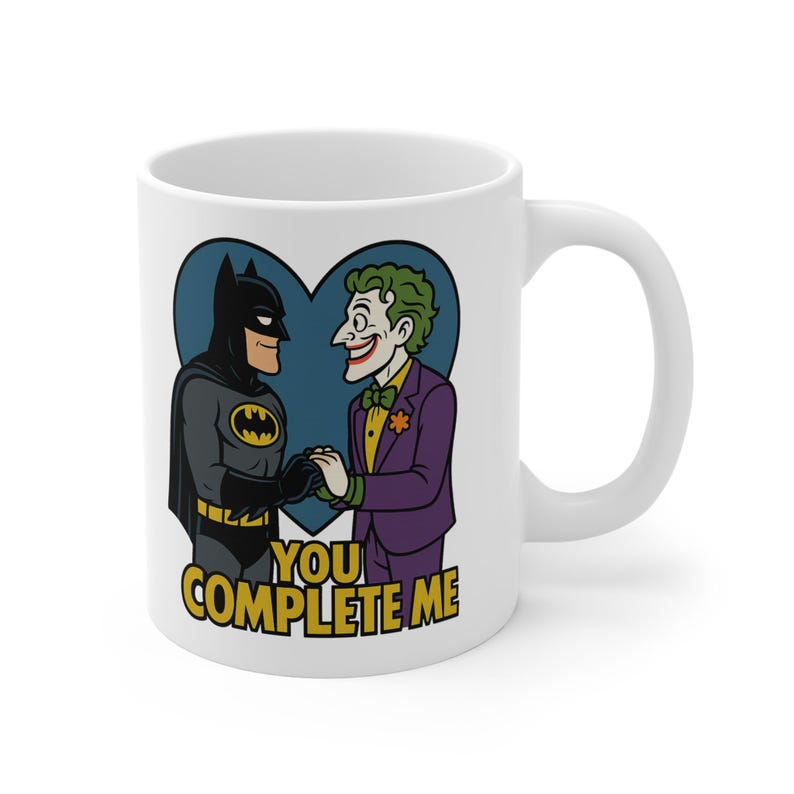 Taza de té y café "You Complete Me" de Deathstroke, Deadpool y Batman Joker / LGBTQ imagen 3