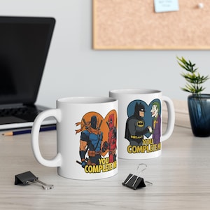 Taza de té y café "You Complete Me" de Deathstroke, Deadpool y Batman Joker / LGBTQ imagen 2