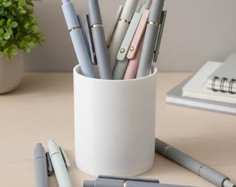 White Minimalist Pen Holder - Modern Desk Organizer, 3 Inch