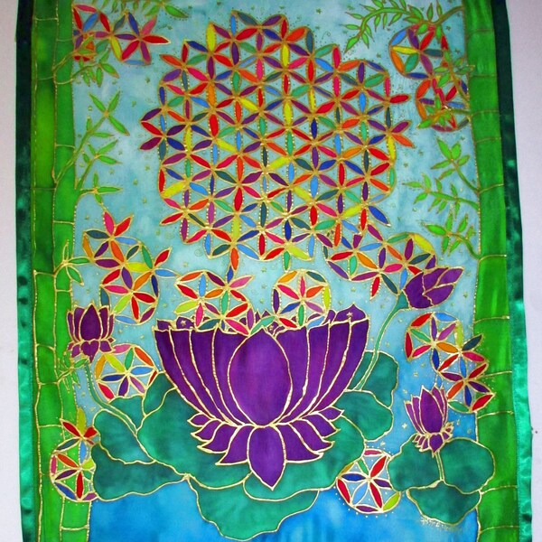 Flower of Life wallhanging art,silk wall hanging, lotus art,sacred geometry, flower of life wallhanging, flower of life art, meditation art