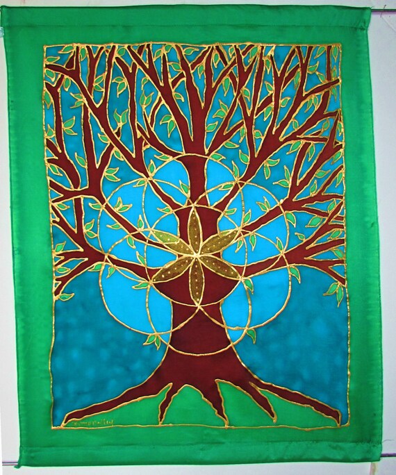 Tree of Life art silk wall hanging spiritual gift Etsy