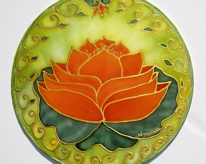 Hand Painted Silk Flower Mandala orange Lotus Etsy