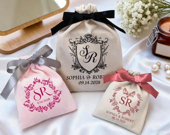 Bolsas personalizadas para joyas de boda, bolsa de regalo con iniciales personalizadas, organizador de joyas, bolsa de regalo para recuerdos de boda, bolsa pequeña para empaquetar joyas.
