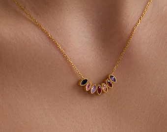 Collar personalizado con piedra natal - Delicado colgante de plata de ley, joyería artesanal con piedras preciosas, regalo para ella o mamá.