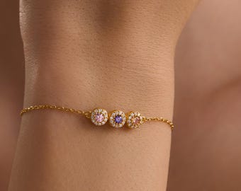 Pulsera con múltiples piedras de nacimiento - Cadena personalizada con gemas de colores en oro o plata - Joyería minimalista y delicada