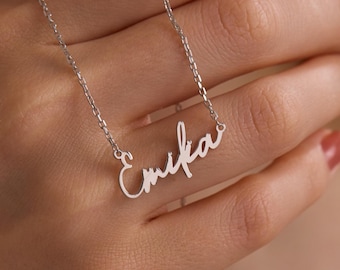 Collar personalizado con nombre en plata de ley – Joyería delicada y personalizada – Regalo de Navidad para mujer, esposa o novia