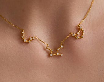 Collar del zodiaco personalizado • Colgante de constelación en plata de ley 925 • Joyería astrológica personalizada, regalo para ella