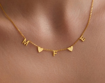 Collar personalizado con inicial y símbolo: collar con letras en oro de 14 k o plata de ley, joyería personalizada, regalo de cumpleaños