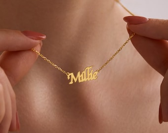 Collar personalizado con nombre en plata de ley – Delicado collar minimalista hecho a mano – Joyería personalizada en oro de 14k