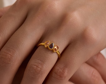 Anillo minimalista de plata de ley con piedra natal – Anillo apilable con gema personalizada – Regalo de joyería personalizado para ella